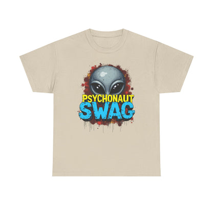 Hidden Alien, Psychonaut Swag, Staple Tee, Unisex Heavy Cotton Tee - Psychedelic Alien Swag Tee, Fun Graphic Tee, Perfect for Festivals, Casual Wear, Gift for Space Lovers - Psychonaut Swag