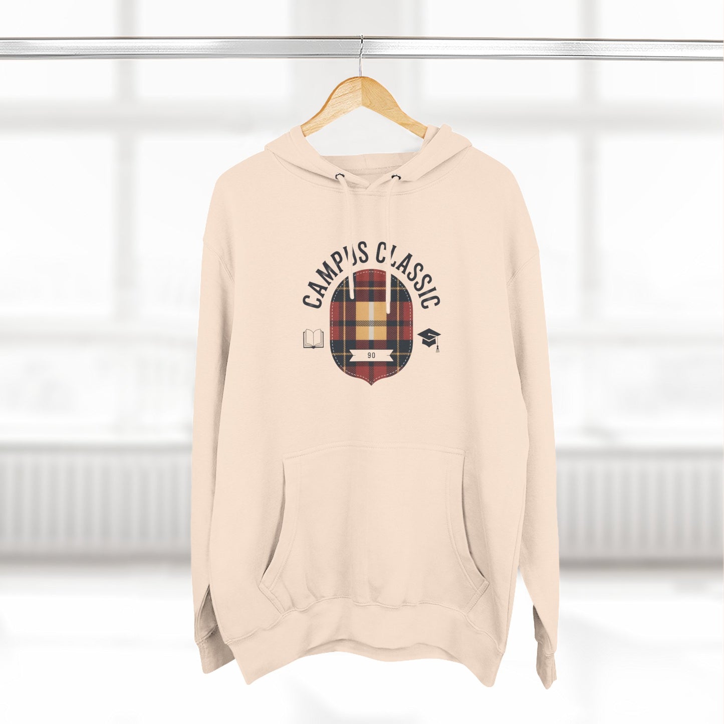 Campfire Classic Plaid Hoodie — Vintage Camping Fleece Pullover