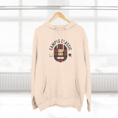 Campfire Classic Plaid Hoodie — Vintage Camping Fleece Pullover