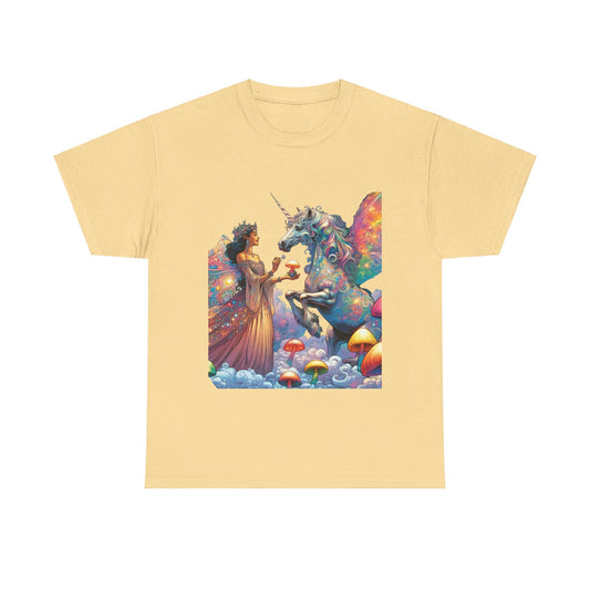 Graphic Tee - Fairy feeding a magical unicorn in the forest - Psychonaut Swag