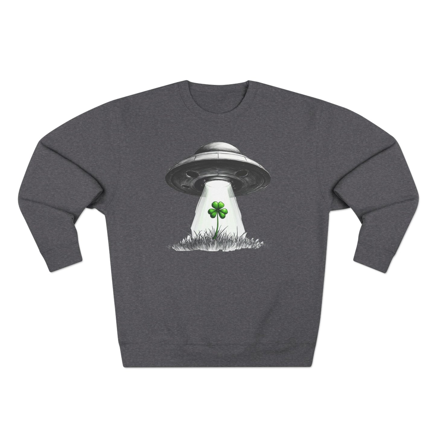 St. Patrick’s UFO Clover Sweatshirt — Alien Abduction Shamrock Crewneck