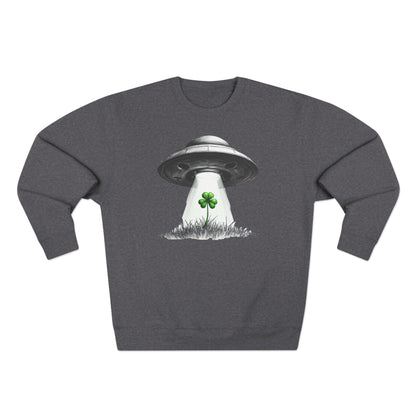 St. Patrick’s UFO Clover Sweatshirt — Alien Abduction Shamrock Crewneck