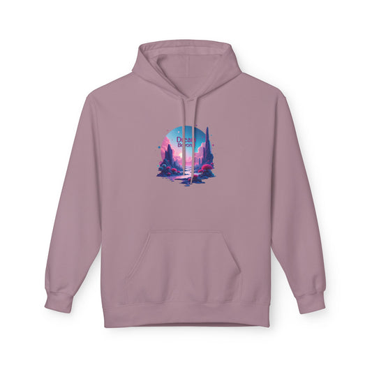 Retro Vaporwave Nature Hoodie — Neon Sunset Cityscape Graphic