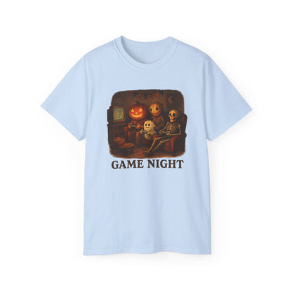 Game Night Tee, Halloween Shirt, Unisex Cotton T-Shirt, Spooky Fun Apparel, Perfect for Gathering and Celebrations