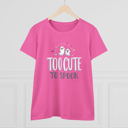 Too Cute to Spook Women's Cotton Tee, Halloween T-Shirt, Ghostly Graphic Tee, Casual Fall Apparel, Fun Halloween Outfit