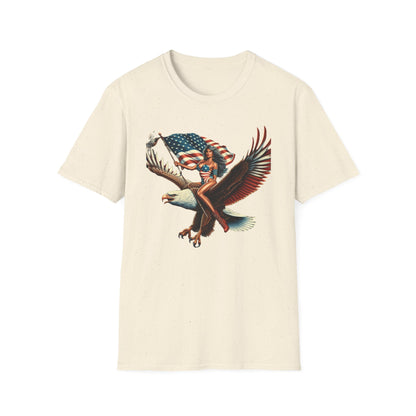 Patriot Riding Eagle, Graphic Tee - Unisex T-Shirt, Eagle Design, 4th of July Shirt, Independence Day Apparel, Festival Wear, Gift for Patriots - Psychonaut Swag