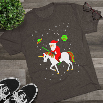 Christmas Space Santa Riding Unicorn T‑Shirt