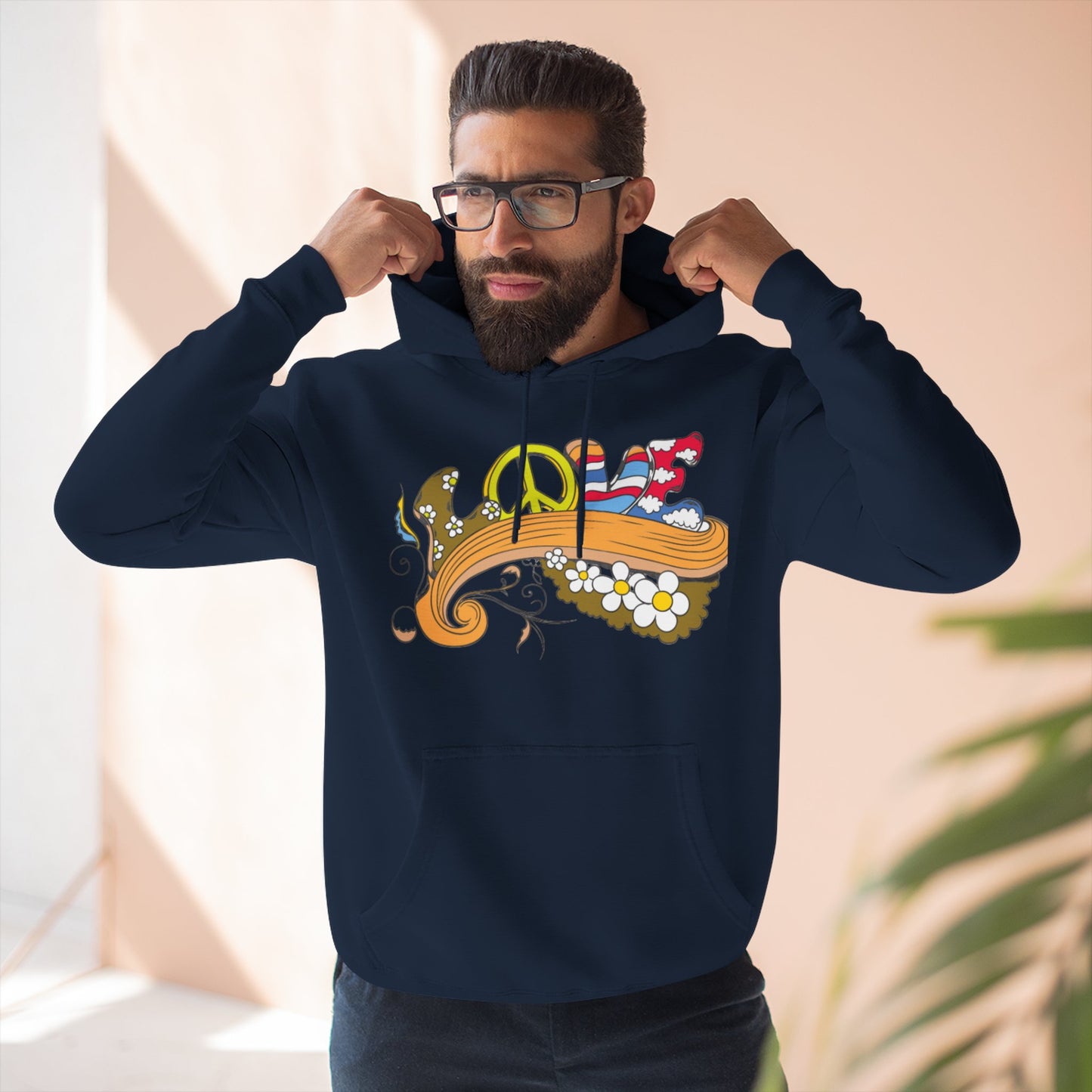 Love and Peace, Three-Panel Fleece Hoodie