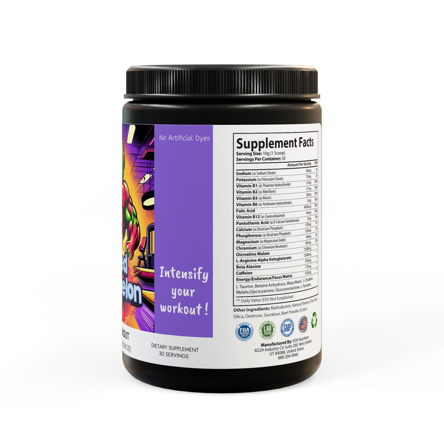 Juiced Watermelon, Pre-Workout, Sup Bro Supplement, Watermelon (300g, 10.58oz)