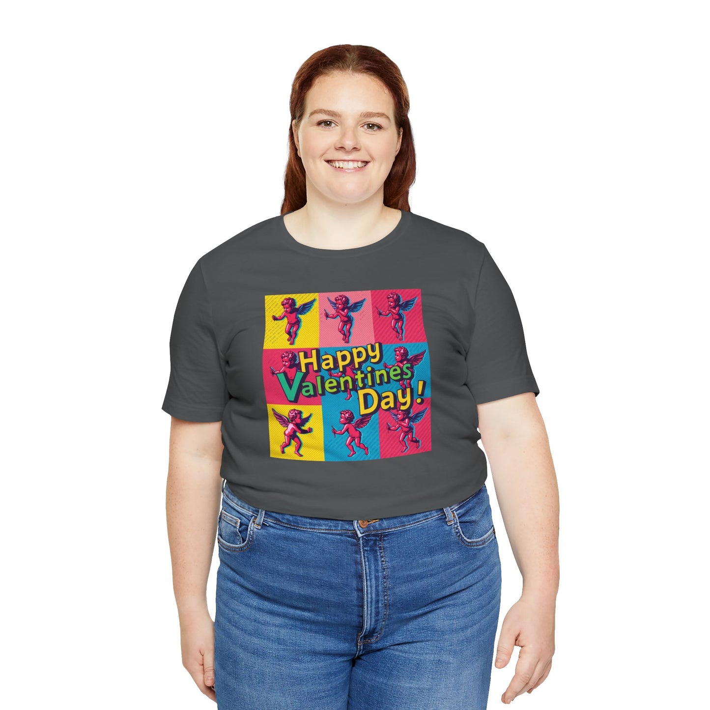 Valentine's Day Pop Art Tee — "Happy Valentine's Day!" Cupid Graphic Shirt