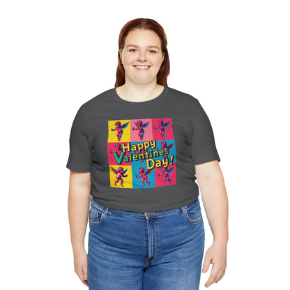 Valentine's Day Pop Art Tee — "Happy Valentine's Day!" Cupid Graphic Shirt