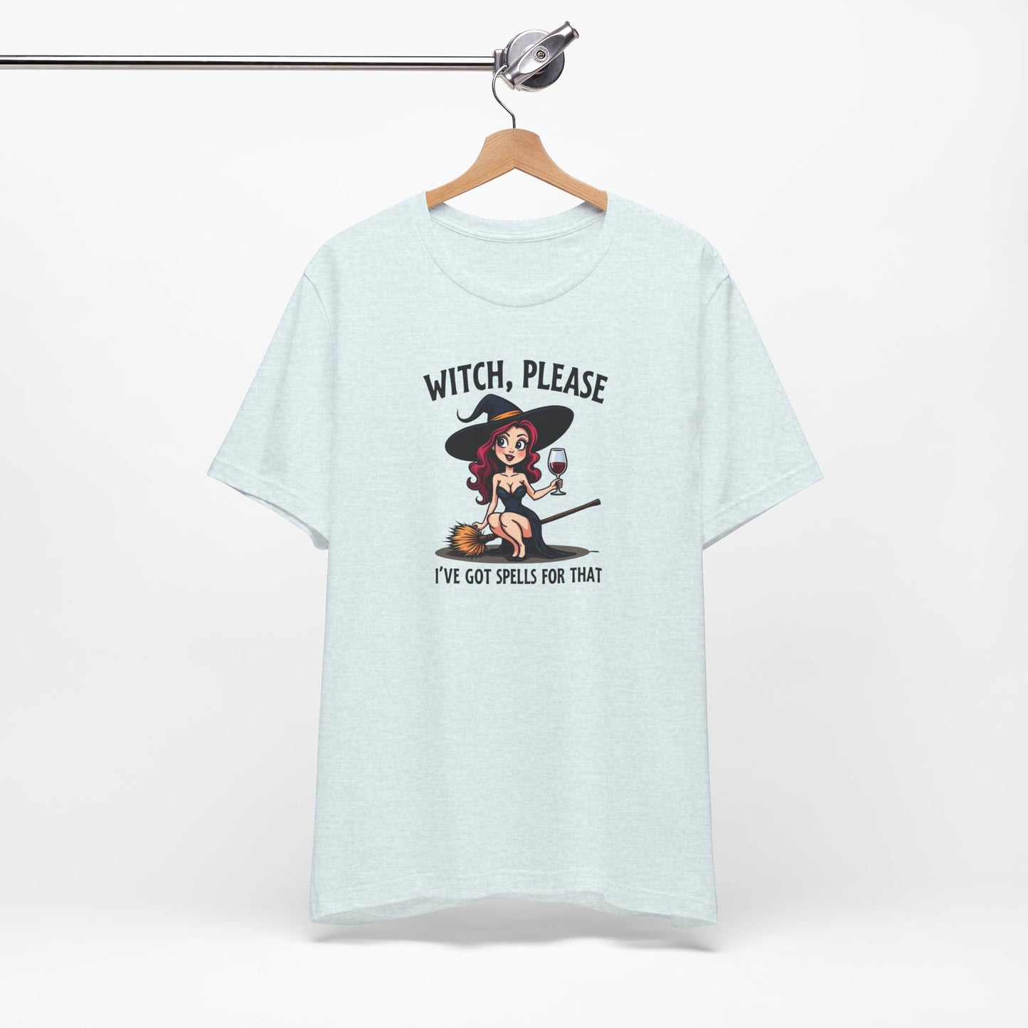 Witch, Please Tee — Cute Pinup Witch Graphic T‑Shirt ("I’ve Got Spells For That")