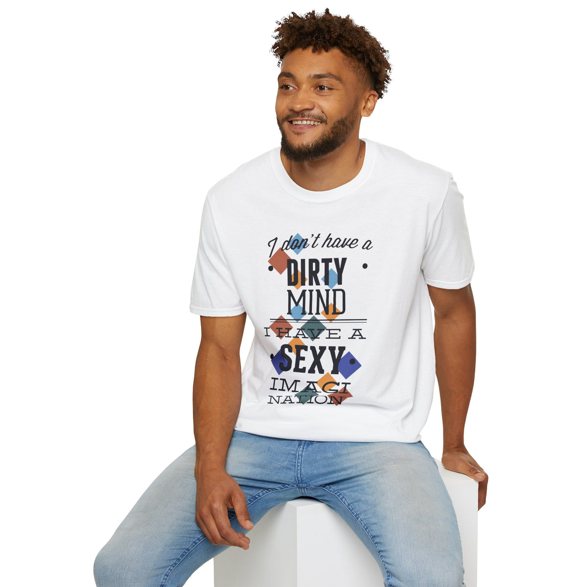 Graphic Tee — "I Don't Have a Dirty Mind, I Have a Sexy Imagination" Retro Geometric Design
