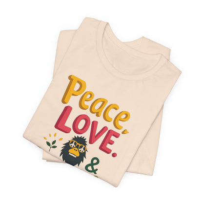 Peace, Love & Squatch T-Shirt — Retro Bigfoot Graphic Tee