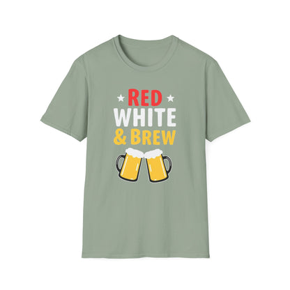 Red White & Brew Shirt, Gift for Dad, Fourth of July Apparel, BBQ Party Wear - Psychonaut Swag
