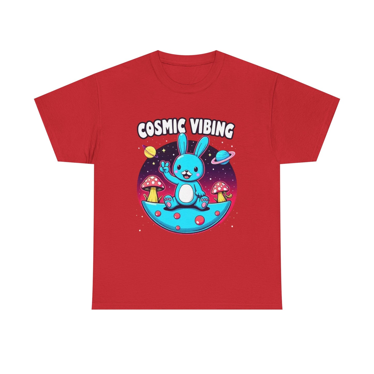 Cosmic Vibing Bunny, Tee — Cute Bunny Space Graphic T-Shirt