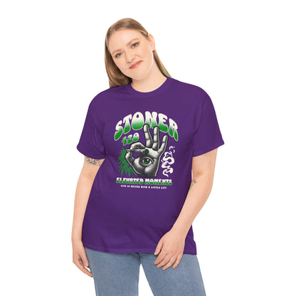 Stoner 420 Graphic Tee — Retro Green Cannabis Hand Design