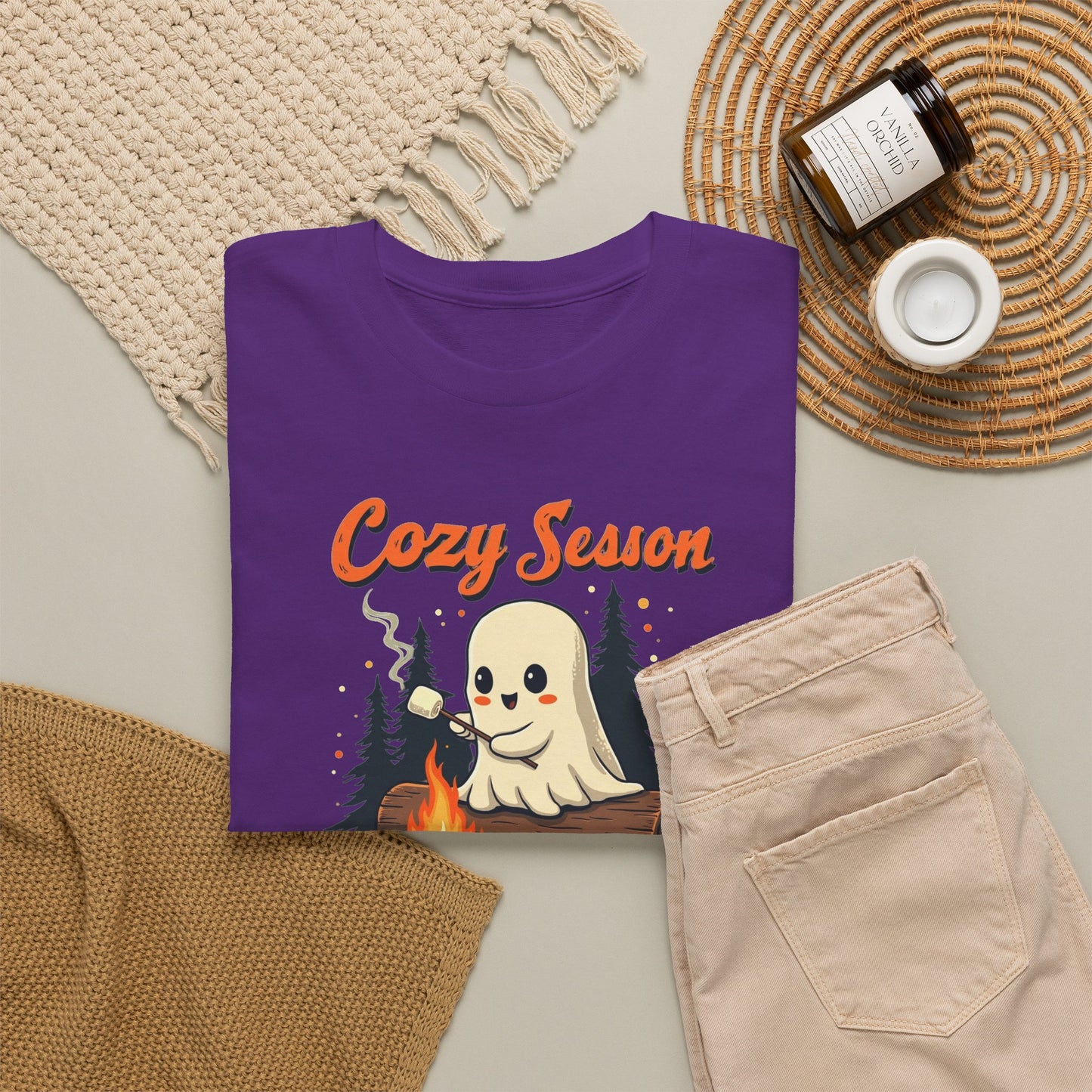 Cozy Season Tee — Cute Ghost Campfire Halloween T-Shirt