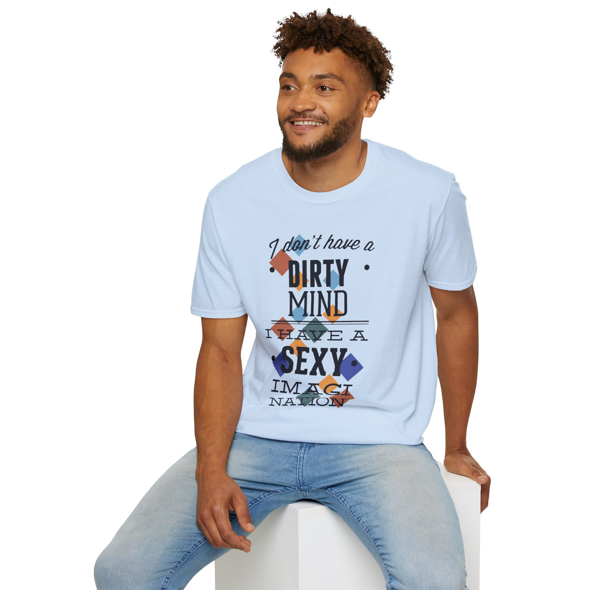 Graphic Tee — "I Don't Have a Dirty Mind, I Have a Sexy Imagination" Retro Geometric Design