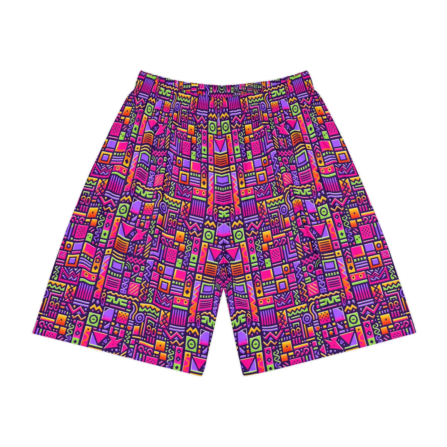Retro 90's Style Geometric Pattern, Men’s Sports Shorts (AOP) - Psychonaut Swag