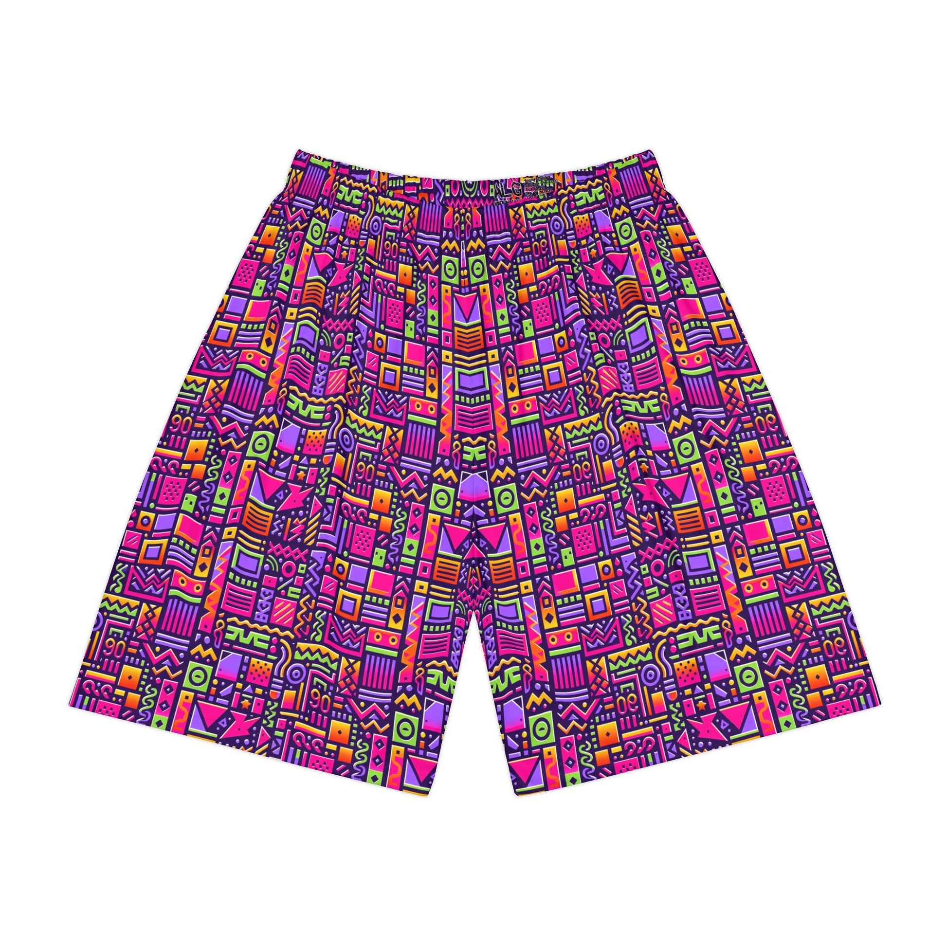 Retro 90's Style Geometric Pattern, Men’s Sports Shorts (AOP) - Psychonaut Swag