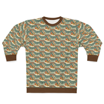 Mothership delivering gifts,  All-Over-Print Sweatshirt — Orange Coastal Vintage Pattern