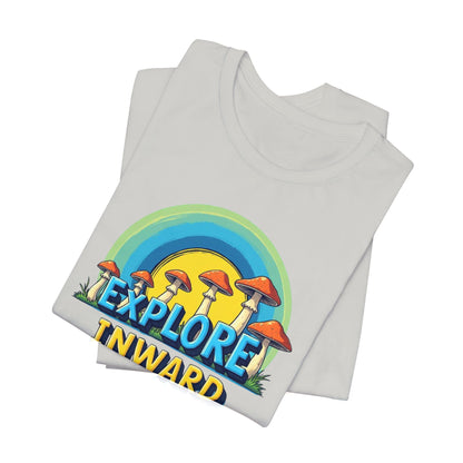 Explore Inward T-Shirt — Retro Mushroom Rainbow Graphic Tee