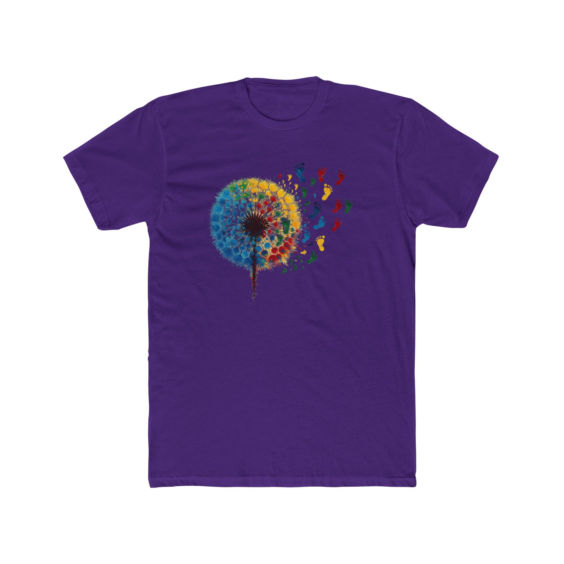 Colorful Dandelion Unisex Cotton Crew Tee, Gift for Nature Lovers, Casual Wear, Art T-Shirt, Eco-Friendly Fashion, Summer Style - Psychonaut Swag