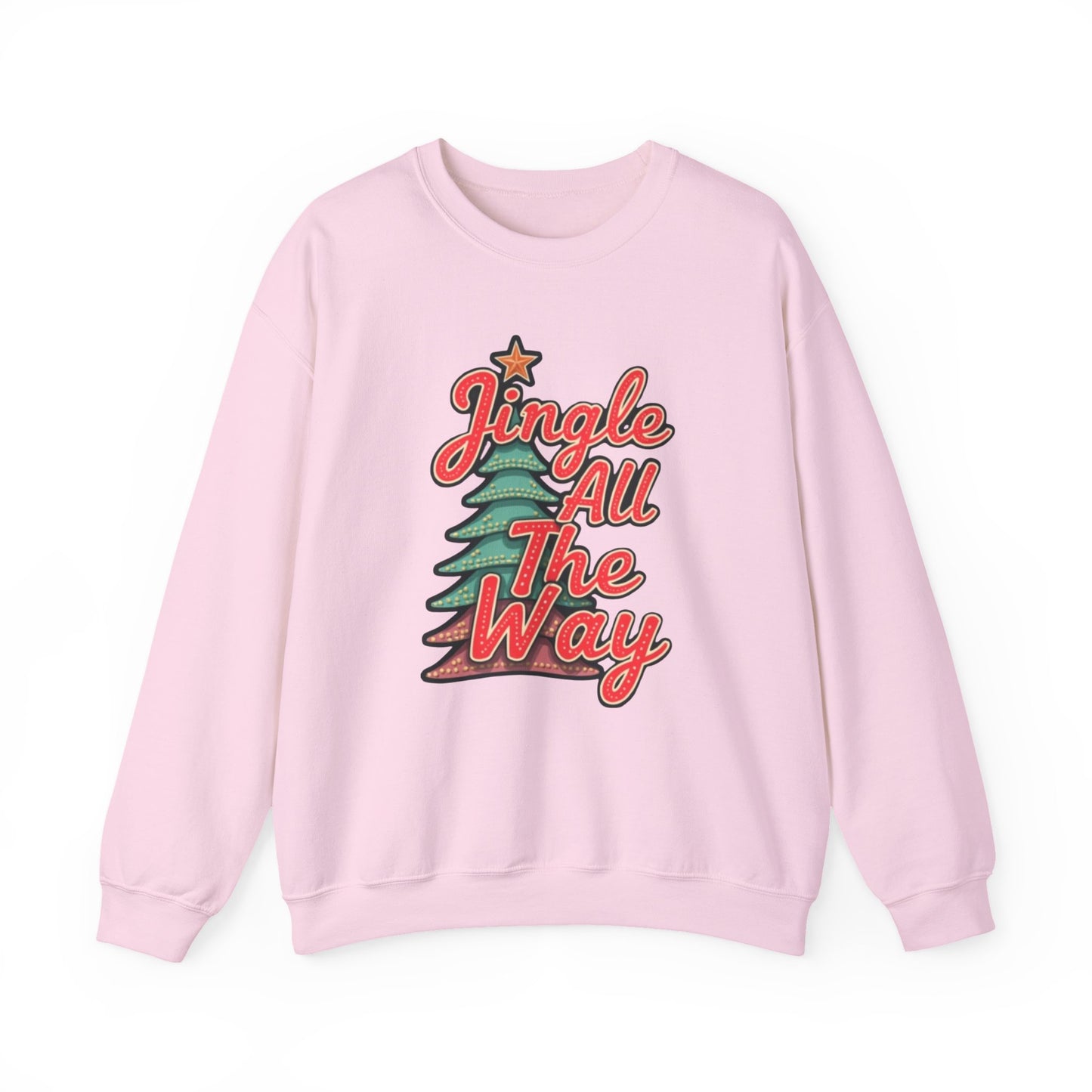 Christmas Sweatshirt — "Jingle All The Way" Retro Tree Holiday Crewneck