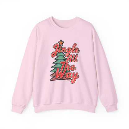 Christmas Sweatshirt — "Jingle All The Way" Retro Tree Holiday Crewneck
