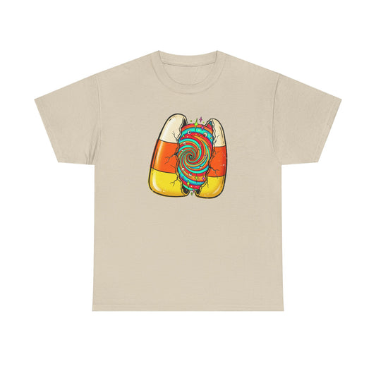 Candy Corn Psychedelic Swirl T-Shirt — Halloween Candy Twist Tee
