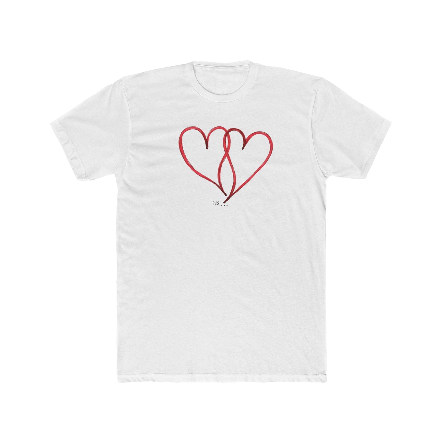Heart Line Art T‑Shirt — Minimal Red Double Heart Tee