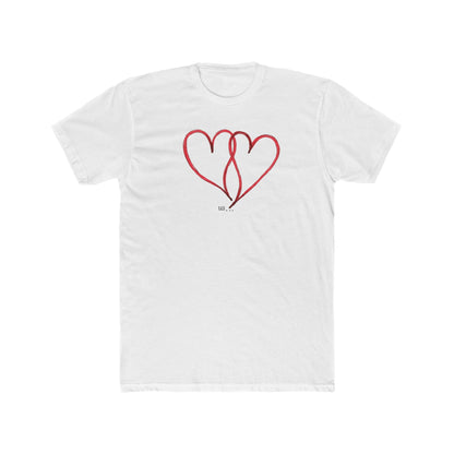 Heart Line Art T‑Shirt — Minimal Red Double Heart Tee