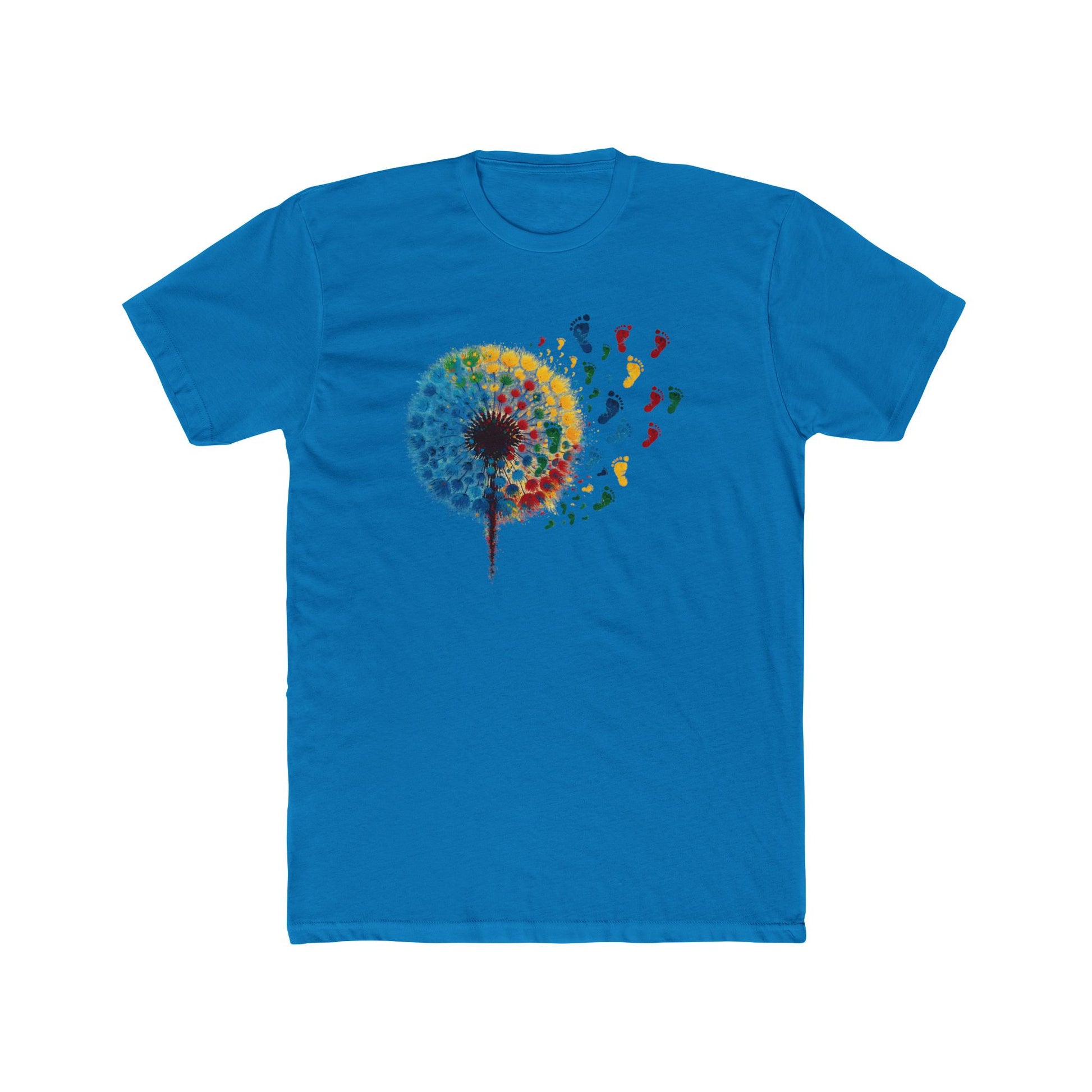 Colorful Dandelion Unisex Cotton Crew Tee, Gift for Nature Lovers, Casual Wear, Art T-Shirt, Eco-Friendly Fashion, Summer Style - Psychonaut Swag