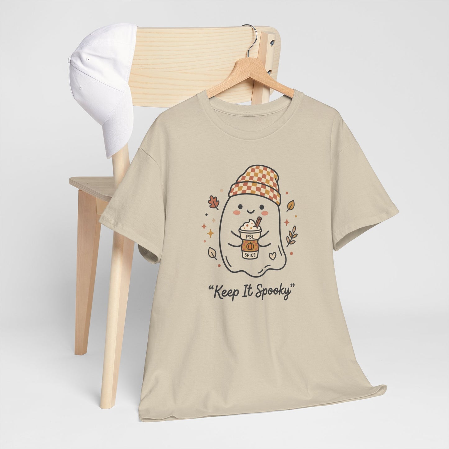 Keep It Spooky Ghost Tee — Cute Fall Halloween Shirt with Pumpkin Latte