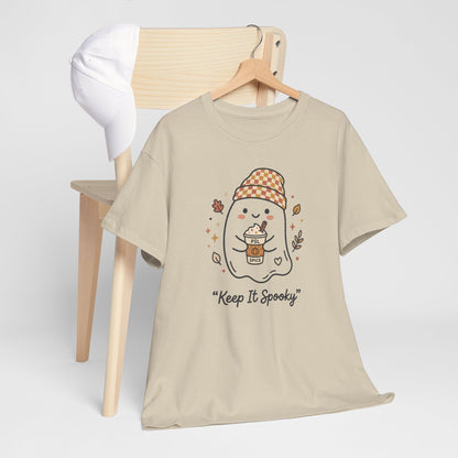 Keep It Spooky Ghost Tee — Cute Fall Halloween Shirt with Pumpkin Latte
