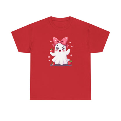 Cute Ghost Strawberry Unisex Tee, Perfect for Halloween, Gift, Casual Wear, Festival Shirt, Summer Vibes, Kawaii Apparel