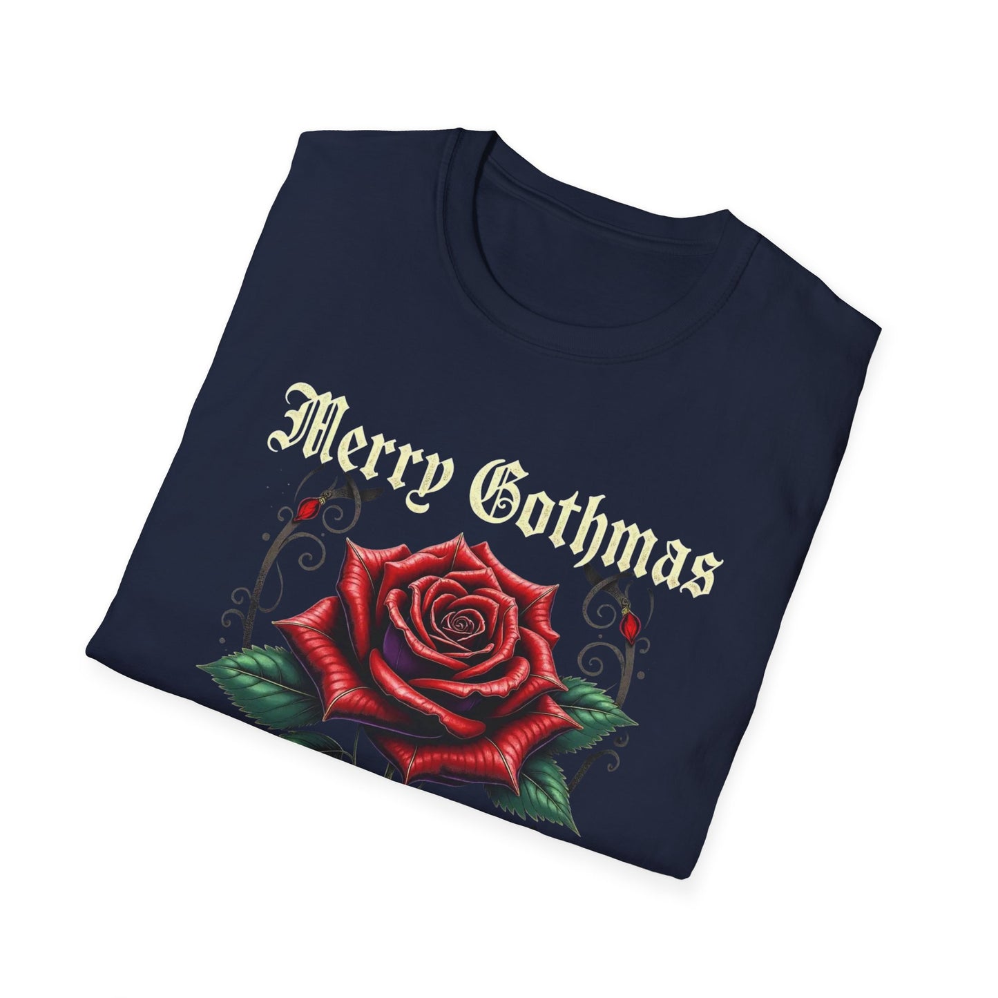 Gothic Christmas T-Shirt — "Merry Gothmas" Rose Holiday Tee