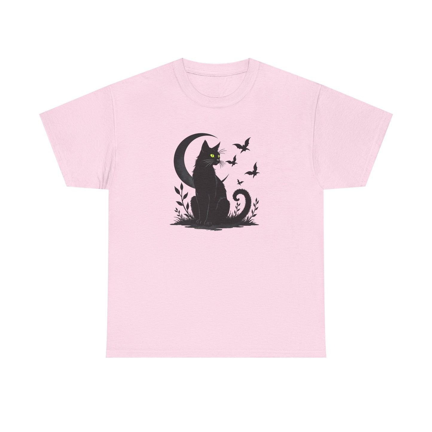 Black Cat Moon T‑Shirt — Gothic Cat Silhouette Tee