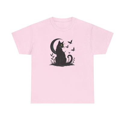 Black Cat Moon T‑Shirt — Gothic Cat Silhouette Tee