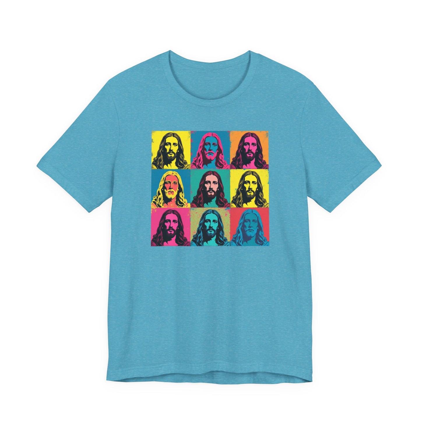 Jesus, Pop Art T-Shirt — Retro Colorful Nine-Panel Graphic Tee