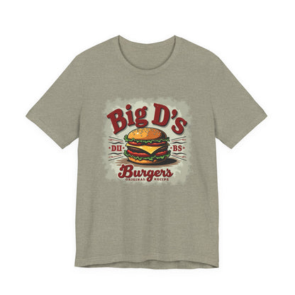 Big D's Burgers Unisex Jersey Tee - Fun Foodie Shirt, Casual Wear, Burger Lover Gift, Retro Fast Food T-Shirt, Summer BBQ Fashion - Psychonaut Swag