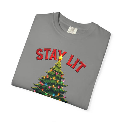 Stay Lit Christmas T-Shirt — Festive Holiday Tree Graphic Tee