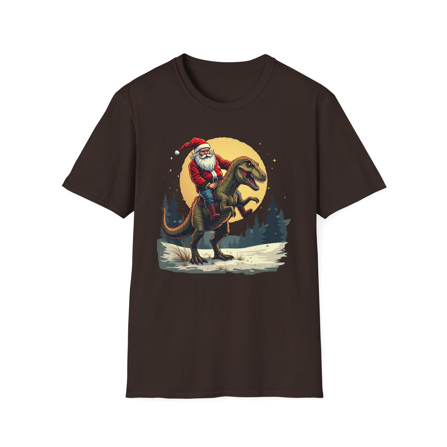 Santa Riding T-Rex T-Shirt — Funny Christmas Dino Tee