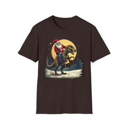 Santa Riding T-Rex T-Shirt — Funny Christmas Dino Tee