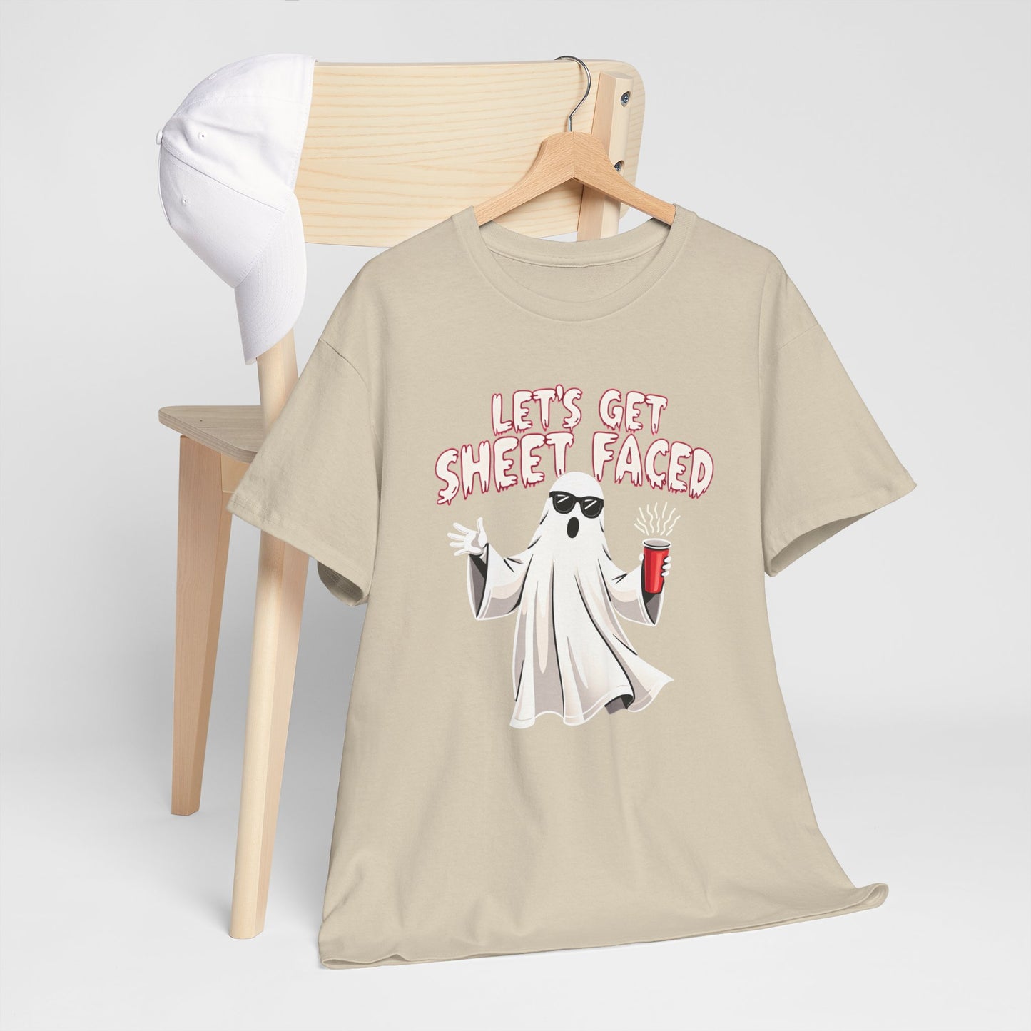 Let's Get Sheet Faced Ghost T‑Shirt — Funny Halloween Party Tee