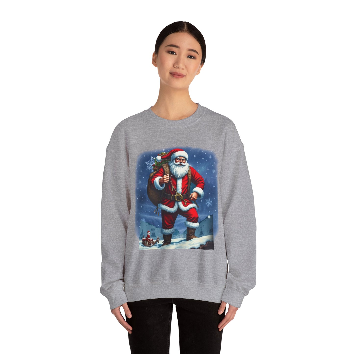 Santa Snow Hike, Graphic Sweatshirt – Vintage Holiday Christmas Crewneck