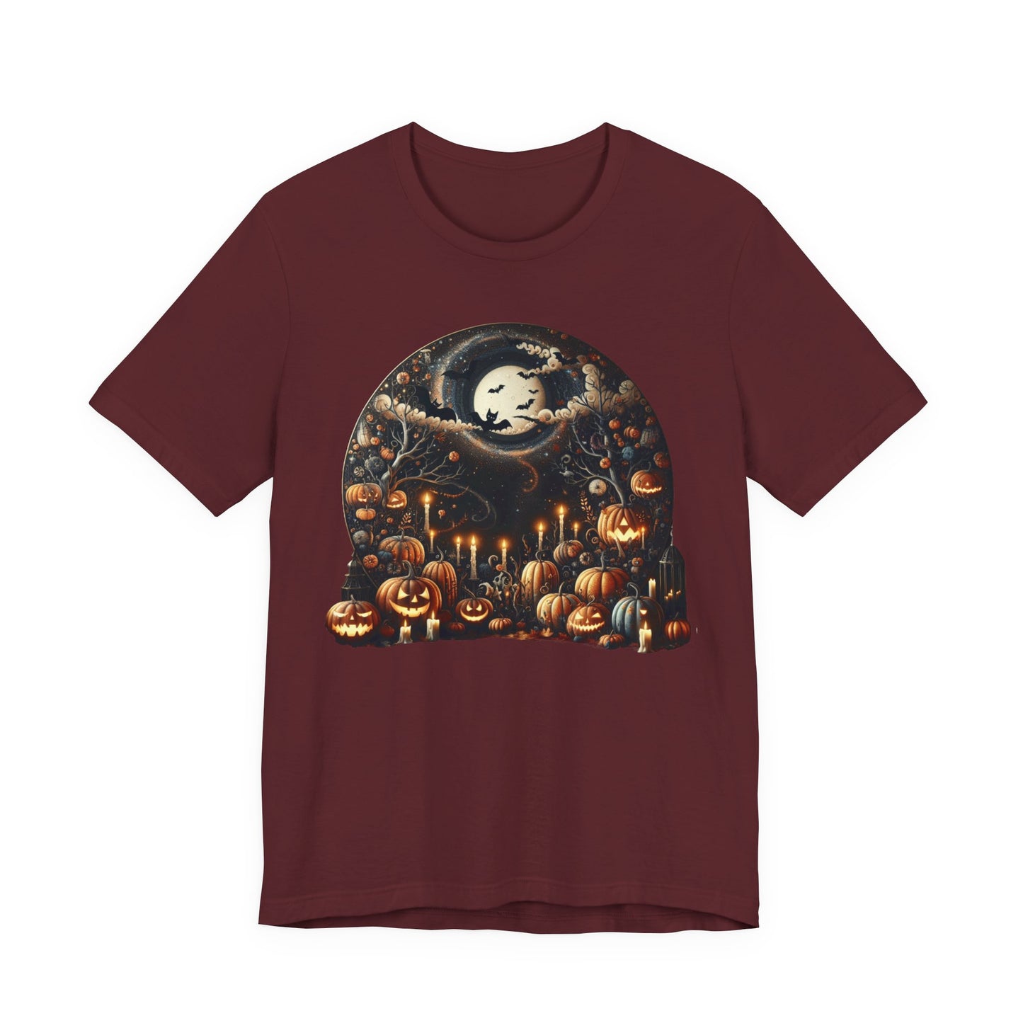 Halloween Pumpkin mural, Short Sleeve Tee, Spooky Tee, Unisex Halloween Shirt, Autumn T-shirt, Harvest Festival Shirt, Trick or Treat Shirt, [...]