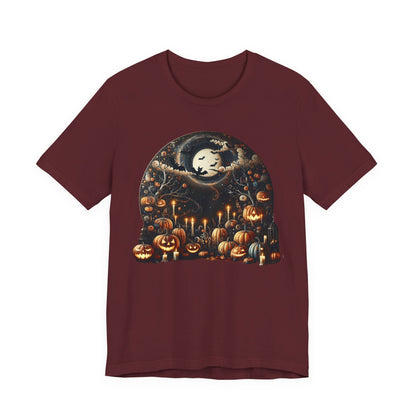 Halloween Pumpkin mural, Short Sleeve Tee, Spooky Tee, Unisex Halloween Shirt, Autumn T-shirt, Harvest Festival Shirt, Trick or Treat Shirt, [...]