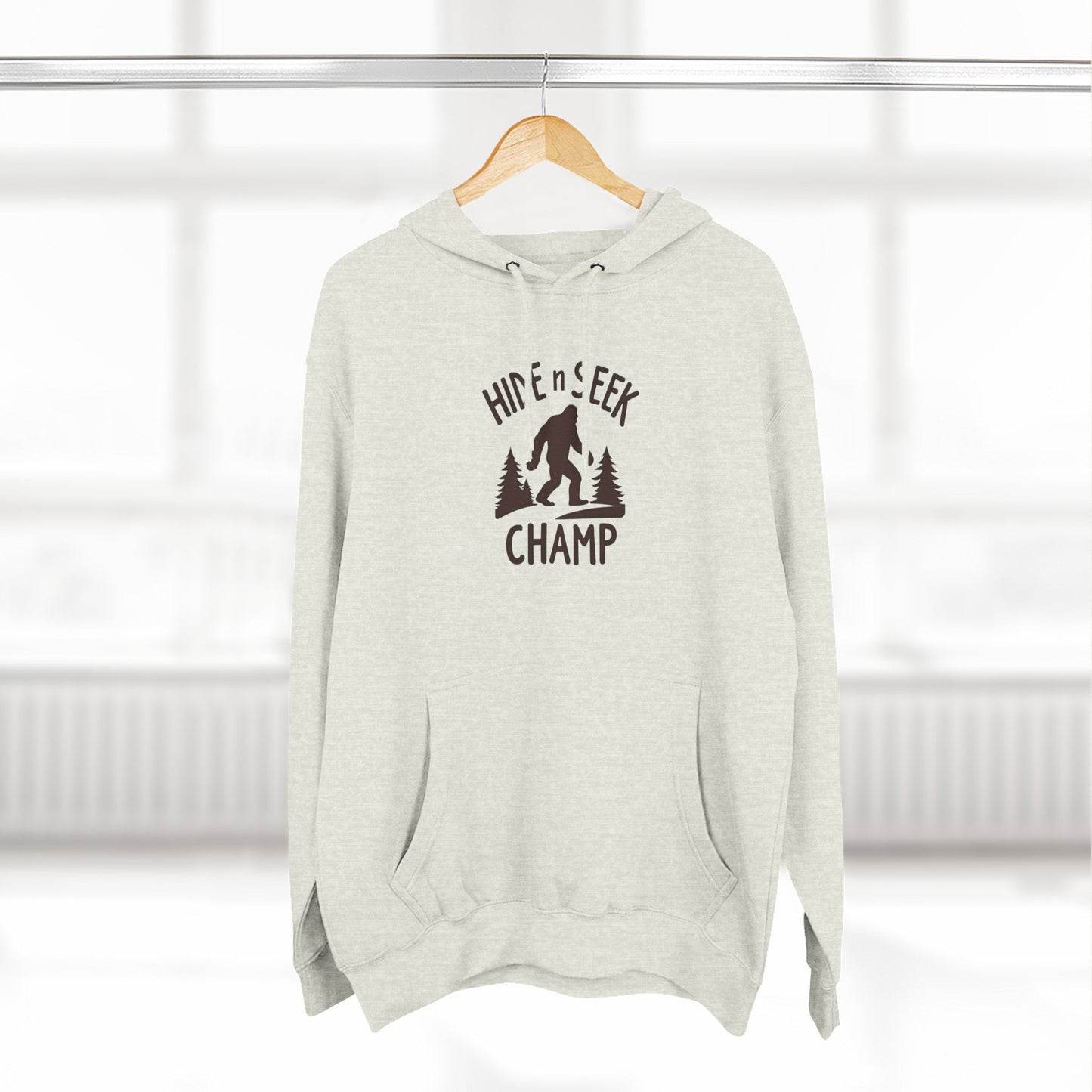 Hide & Seek Champ Hoodie — Bigfoot Sasquatch Graphic Pullover